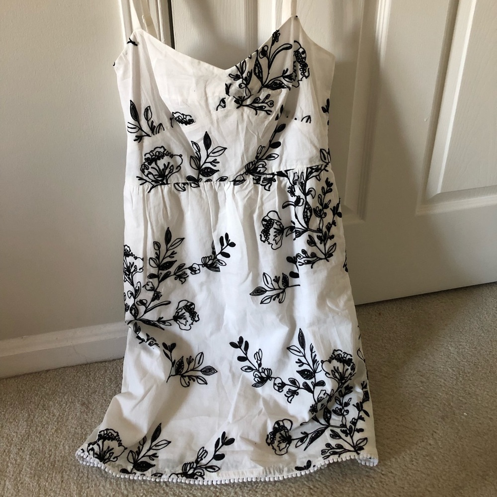 J. Crew White and Black Floral Midi Dress